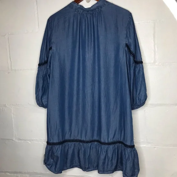 Crown & Ivy Women's 1X Blue Chambray Denim Dress - Picture 8 of 8